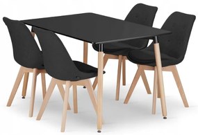 Set de sufragerie 1 + 4, masa ADRIA 120x80 negru + scaun DAREN NORI negru
