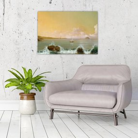 Tablou pe sticlă - Martin Johnson Heade, Rio de Janeiro Bay, reproducere (70x50 cm)