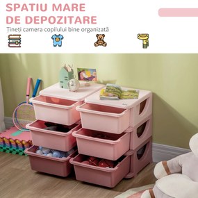 HOMCOM Comodă 6 Sertare pentru Copii cu Margini Rotunjite din PP Roz | Aosom Romania
