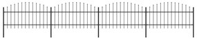 Gard de gradina cu varf sulita, negru, (1-1,25) x 6,8 m, otel 1, 100-125 cm, 6.8 m