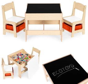 Mobilier pentru copii set masă 2 scaune cu tablă de cretă