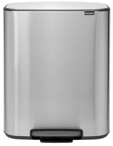 Cos de gunoi Brabantia Bo Pedal 1003192, 2x30 L, Inchidere lina, Baza antiderapanta, Rezistent la amprente, Inox/mat