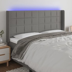 3124063 vidaXL Tăblie de pat cu LED, gri închis, 183x16x118/128 cm, textil