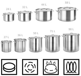 Oala de supa, 50 x 50 cm, inox, 98 L 50 x 50 cm (98 l)