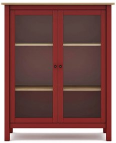 Vitrină roșu/natural din lemn de pin 90x110 cm Misti – Marckeric