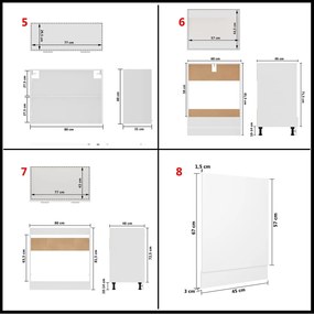 Set dulapuri de bucatarie, 8 piese, alb, PAL Alb, 1