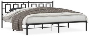 374248 vidaXL Cadru de pat metalic cu tăblie, negru, 200x200 cm