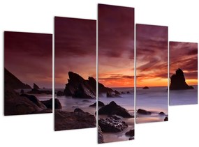 Tablou cu apus de soare pe mal (150x105 cm)
