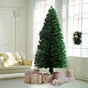 HomCom Albero di Natale Artificiale 230 Rami in PVC con Luci LED Φ82 x 180cm Verde