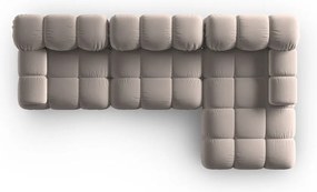 Colțar modular maro deschis cu tapițerie din catifea (cu colț pe partea dreaptă) Bellis – Micadoni