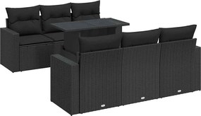 vidaXL Set canapele de grădină cu perne, 7 piese, negru, poliratan