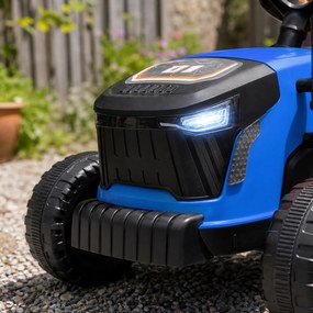 AIYAPLAY 2 în 1 Tractor Electric pentru Copii 3-8 Ani cu Remorcă Detașabilă, Telecomandă, Muzică, Lumini, Albastru | Aosom Romania