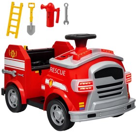 AIYAPLAY Mașină de pompieri, mașină electrică pentru copii, max. 3 km/h, sirenă, lampă de avertizare, unelte, pentru copii 3-5 ani | Aosom Romania