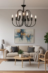 Candelabru din metal, negru, cu 12 brațe, 46 x 54 cm, „Cayeux”