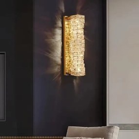 Aplică LED Auriu cu Cristale – 20W, 3 Tipuri de Lumină, Design Elegant, 46×12×16 cm
