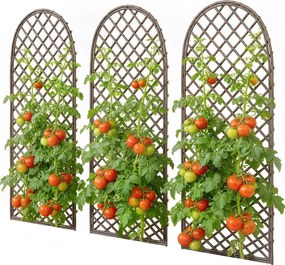Outsunny Set de 3 spalieri de grădină din nuiele împletite Panou Arc pentru Plante cățărătoare 43 x 2 x 112 cm, efect lemn natural | Aosom Romania