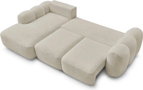 Colțar bej extensibil/cu spațiu de depozitare cu tapițerie din țesătură bouclé (cu colț pe partea stângă/cu șezlong) Montaigne – Bobochic Paris