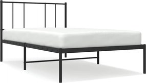 vidaXL Cadru de pat metalic cu tăblie, negru, 100x190 cm