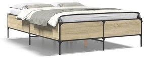 3279818 vidaXL Cadru de pat, stejar sonoma, 120x190cm, lemn prelucrat și metal