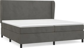 vidaXL Pat box spring cu saltea, gri închis, 200x200 cm, catifea