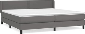 vidaXL Pat box spring cu saltea, gri, 200x200 cm, piele ecologică