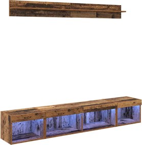 vidaXL Set Dulap pentru Televizor Montat pe Perete 5 pcs Lemn vechi
