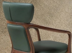 Scaun cu brate LUX design italian, Piele Sintetica Verde Inchis