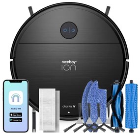 Niceboy ION Charles i6 - Aspirator robot 2în1, 2600 mAh, Wi-Fi, negru