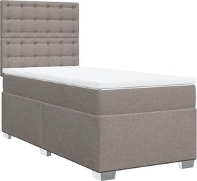 vidaXL Pat box spring cu saltea, gri taupe, 90x190 cm, textil