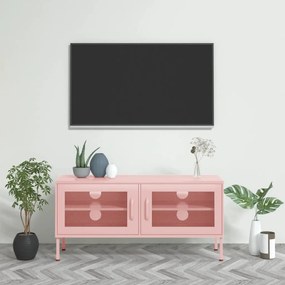 336238 vidaXL Comodă TV, roz, 105x35x50 cm, oțel