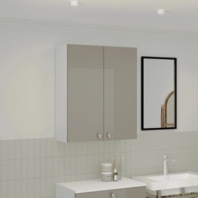 Corp Baie Zaria, Suspendat, 2 Usi, Gri Lucios/Alb, MDF, L 60 x l 22 x H 72 cm