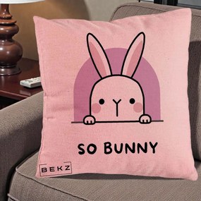 Perna Decorativa So Bunny Kawaii, 40x40 cm, Roz, Husa Detasabila, Perna Inclusa, BEKZ®