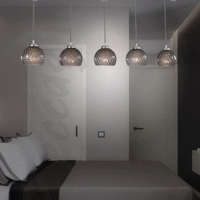 Lustra moderna cu 5 pendule design italian 10003 fumuriu