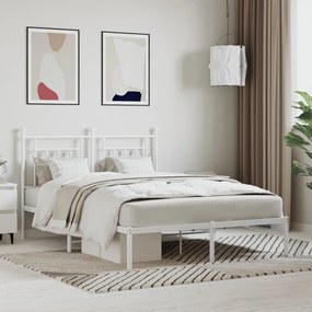 353587 vidaXL Cadru de pat metalic cu tăblie, alb, 140x200 cm