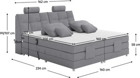 Pat electric reglabil, arcuri, gri, 160x200, POLERMA NEW