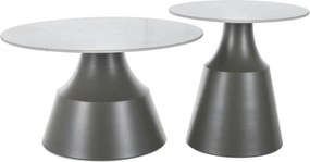 Set 2 masute ITAKA, alb/gri, ceramica/metal