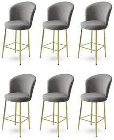 Set de scaune de bar Fora Grey and Gold, 6 buc.
