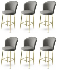 Set de scaune de bar Fora Grey and Gold, 6 buc.