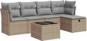 vidaXL Set canapele de grădină cu perne, 6 piese, bej, poliratan
