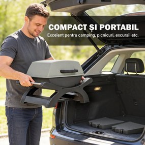 Outsunny barbecue electric 2300W, portabil de masă cu rafturi laterale, culoare negru. | Aosom Romania