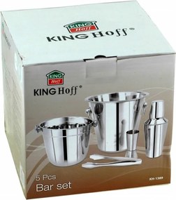 Set pentru cocktail Kinghoff KH 1389, 4 piese, Pahar masurare, Cleste, Inox