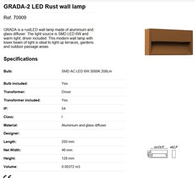 Aplica LED de exterior ambientala IP54 GRADA-2 / 6W maro