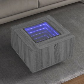 vidaXL Măsuță de cafea cu LED, gri sonoma, 60x60x40 cm, lemn prelucrat