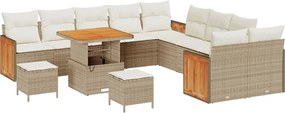 vidaXL Set de canapele pentru grădină cu pernă 13 pcs Bej și crem