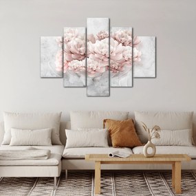 Tablou - Flori roz pe perete (150x105 cm)