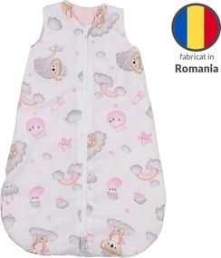 Sac de dormit bebe de vara din bumbac 100% 0-3 luni Kidizi Koala Dreams Pink, 0.5 tog