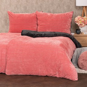 Lenjerie de pat din microflanel 4Home Stripe roz, 140 x 200 cm, 70 x 90 cm