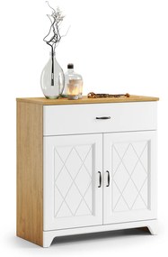 Mazzoni Comodă PROVENZA KD2SZ1 Stejar Piatră/Alb Mat - DULAP VERTICAL CU SERTAR MARE RETRO