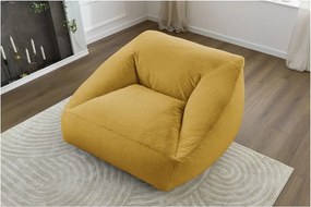 Fotoliu bean bag galben cu tapițerie din blană artificială Lilibet – Bobochic Paris