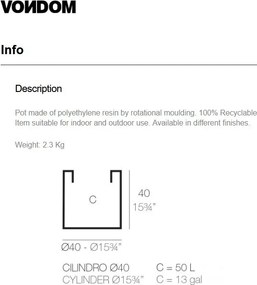 Ghiveci plante design decorativ modern exterior / interior CYLINDER POT 40x40cm